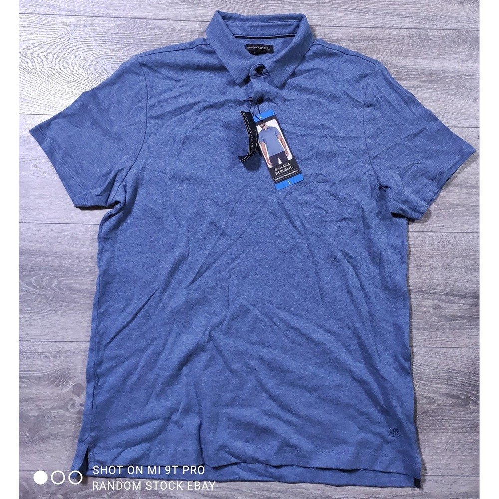 Banana Republic Shirt Mens Large Blue Polo Luxe Touch Performance Cotton